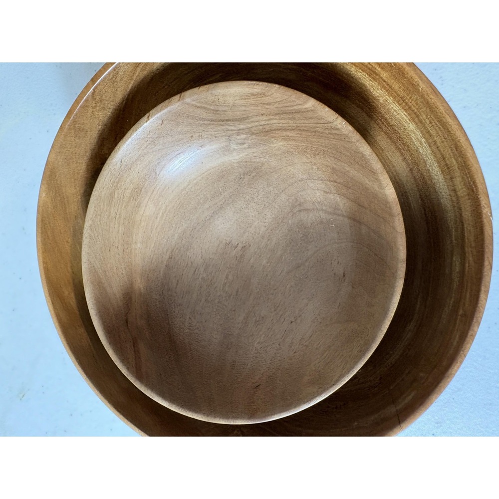 Vintage Hand Turned Wood Bowls Set Signed 2004-2005 Decor Salad Display Vase USA - Picture 3 of 15